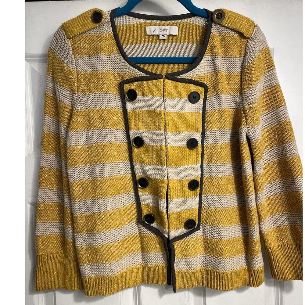Loft Sweater Women's Sz Small Double Breasted Cardigan Sailor Nautical Preppy